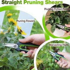 WORKPRO 2PC Pruning Shears 8″ Bypass Pruning Shear 6.25″ Straight Garden Scissor