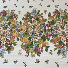 Renaissance-style Rectangular TABLECLOTH SCROLL & FRUITS 60x 78”