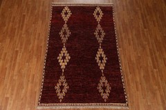 Burgundy Moroccan Area Rug 5×8 Handmade Wool Tribal Style Carpet for Any Room