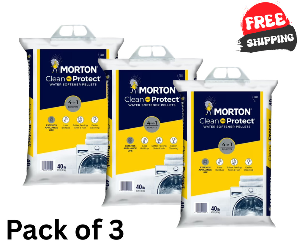 Morton Salt Clean and Protect Water Softener Salt Pellets, 40 lb. Bag (3 PACK )