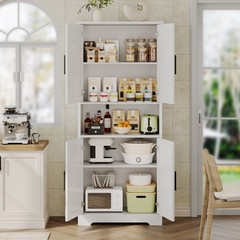 70″ Tall Kitchen Pantry Cabinet, Storage Cabinet with Doors & Adjustable Shelves