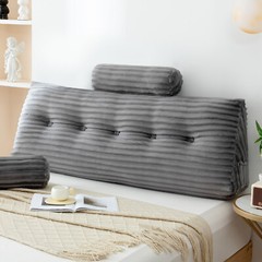 Wedge Headboard Pillow Triangle Cushion Sofa Waist Support with Neck Roll Pillow