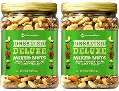 2 Packs Member’s Mark Unsalted Deluxe Mixed Nuts 34 oz Each Pack