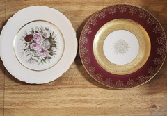 Mismatched Fine China Dinner Plates Gold Rims 10.25-11″ Florals Porcelain Eclect