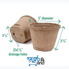 Jiffy 5″ Diameter Organic Seed Starting Biodegradable Peat Pots, 6 Pack