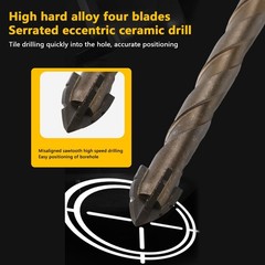 5 Count Four Edged Serrated Eccentric Drill Bit Set,New Four-Flute Sawtooth Ecce