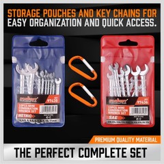 22PCS Combination Wrench Set Ignition Spanner Steel Tools Metric SAE Mini Small