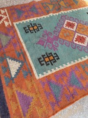Handwoven Wool Jute Kilim Rug – Boho Area Rug, Rustic Living Room Carpet, Natura
