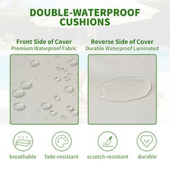 NAIZEA Chaise Lounge Cushions Outdoor Set of 2 Waterproof with Removable Cover