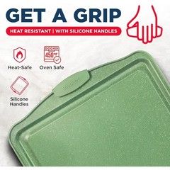 Carbon SteelSets with Green Silicone Handles, Oven Safe (Up To 450° F), Set of 3