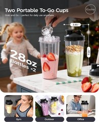 28oz Personal Blender with Detachable Attachment and Push Button Control