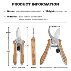 Berry&Bird Pruning Shears Gardening Curved Blades Hand Pruners Scissors Snips