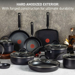 17-Piece Hard Anodized Nonstick Cookware Set – Dishwasher Safe, Black