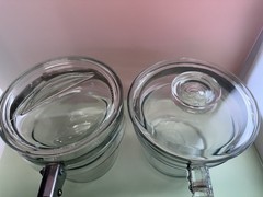 Great Vintage PYREX Double Boiler Clear Glass With Both Lids & Stainless Steel