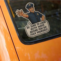 Be Sure to Look Both Before you go F Ways Vinyl Decal Funny Retro Humor Sticker