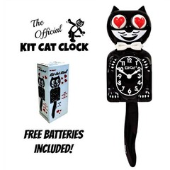 HEART EYES KIT CAT CLOCK 15.5″ Black Kit-Cat Klock MADE IN USA Free Battery NEW