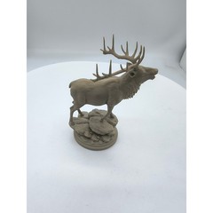 Bugling Elk Figurine 3D Printed Wildlife Statue Tan Rustic Cabin Decor 4 Inch
