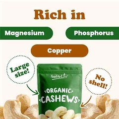 Organic Whole Large Cashews,W240 – Non-GMO, Kosher, Raw, Vegan – by Food To Live