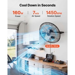 Uimoso 24 in Wall-Mounted Fan with Adjustable Speeds for Industrial Use