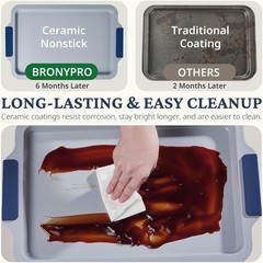 BRONYPRO Non Stick Ceramic Baking Sheet Pan Set of 3, Natural Non Toxic Cookie S