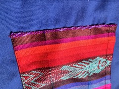 Ecuador Embroidered Apron Blue Andean Folk Art Woven Pockets Latin American