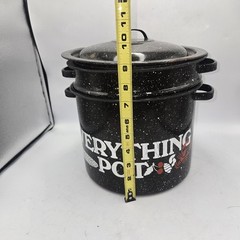 Enamelware 5 Piece Double Boiler Steamer Stock Pot Black Speckled Everything