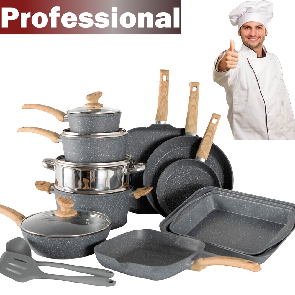 17Piece Pots and Pans Set Nonstick Induction Cookware Set Granite Coated Pot Set