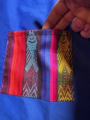 Ecuador Embroidered Apron Blue Andean Folk Art Woven Pockets Latin American