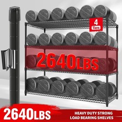 Storage Shelving Unit, Heavy Duty 4-Tier Garage Wire Shelving Rack with Wheels