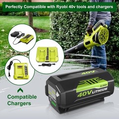 8.0Ah Battery 40 Volt for Ryobi 40V Lithium OP40602 Battery with LED / Charger