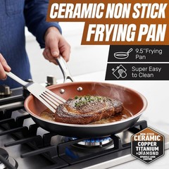 9.5 Inch Copper Non Stick Frying Pans Ceramic Non Toxic Frying Pans Nonstick