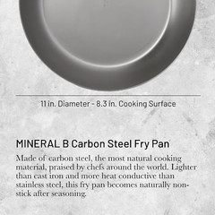 MINERAL B Pro Carbon Steel Fry Pan – 11″ – Perfect for Searing & Sauteing