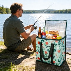 Large Insulated Cooler Bag Reusable Grocery Tote Bag Foldable for Picnics Travel