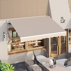 Patio Awning Manual Retractable Sun Shade Canopy Outdoor Deck Shelter 4 Size