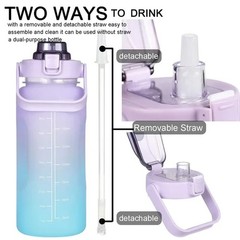 2 Liter Large Capacity Sports Water Bottle Leak Proof Colorful Plastic Cup Drink