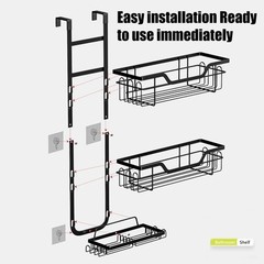 Over the Door Shower Caddy Hanging: Black Rustproof Shower Organizer
