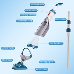 Cordless Pool Vacuum With Telescopic Pole 18.5 Gpm Rechargeable Cleaner