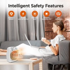 Comfort Zone Portable Fan-Forced Indoor Space Heater with Tip-Over Switch, White