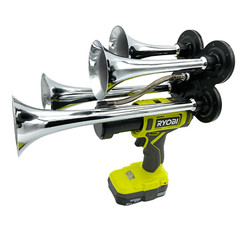 For Ryobi 18V Drill Train 4 Horn Quad Black Air Trumpets with Battery +Charger
