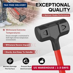 YIYITOOLS 9LB Dead Blow Hammer, 33″ Long, One-Piece Forged Carbon Steel, Steel B