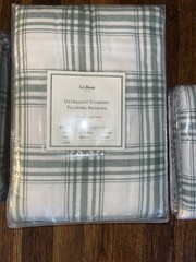 L.L. Bean Ultrasoft Comfort Flannel KING Sheet Set + Pillowcases Mineral Green