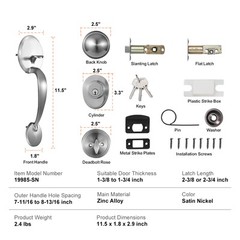 VEVOR Front Door Handle and Deadbolt Set Satin Nickel Front Door Lock Set Knob