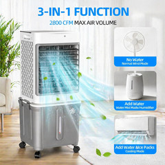 Evaporative Air Cooler 2800CFM Swamp Cooler Fan with 10Gal Detachable Water Tank