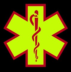 Fluorescent Yellow Red Reflective Star Of Life Decal Fire EMT EMS multiple size