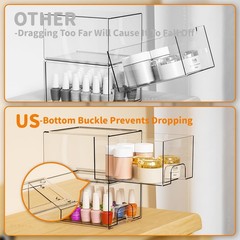 Yieach 4 Pack Clear Stackable Storage Drawers,4.4” 4 PCS, Clear-4.4 In Tall