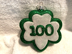Girl Scouts 100 Year Anniversary Glass Ornament Green White 4 1/4″ L x 3 1/2″