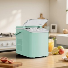 Portable Ice Maker – 9 Cubes in 6 Mins, 26.5lbs/24Hrs, Includes Scoop & Basket,