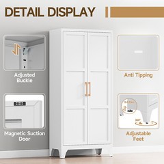 Freestanding Kitchen Pantry Storage Cabinet 3 Adjustable Shelves Metal Cupboards