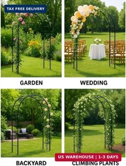 Adorox 7.8ft Garden Arch Trellis for Climbing Plants, Metal Arch Frame, Pumpkin