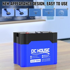 12V 50Ah Portable LiFePO4 Lithium Battery Deep Cycle RV Solar Camping Off-grid